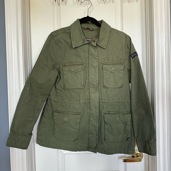 TOMMY HILFIGER Army Green Military-Style Jacket - Women’s Medium - Picture 1 of 5